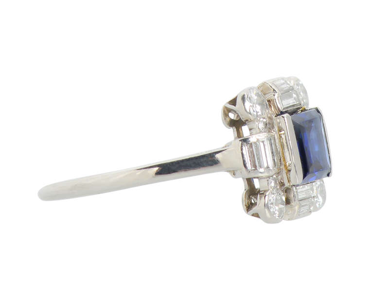 Deco Delight - Sapphire Baguette Diamond Ring