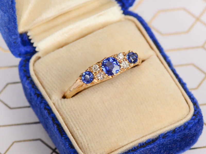 Joyful Gems - Trilogy Sapphire Antique Ring