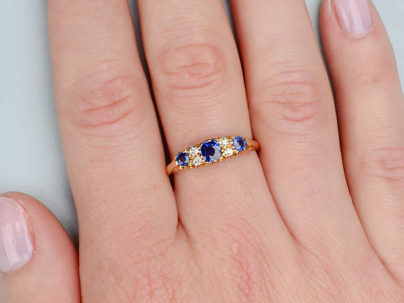 Joyful Gems - Trilogy Sapphire Antique Ring
