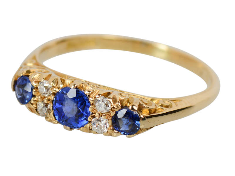 Joyful Gems - Trilogy Sapphire Antique Ring