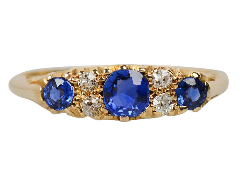 Joyful Gems - Trilogy Sapphire Antique Ring