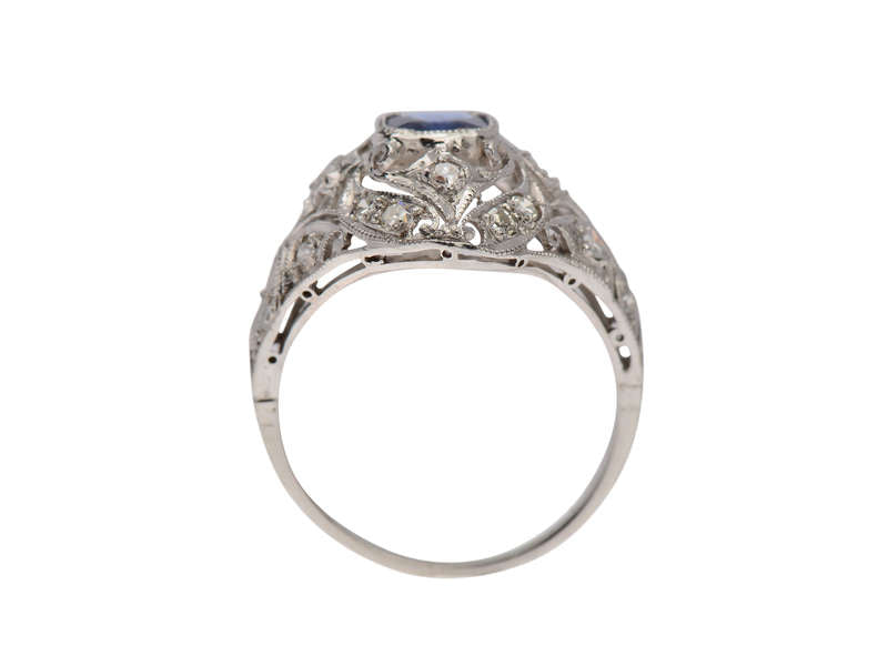 Petit Point - Sapphire Diamond Platinum Ring