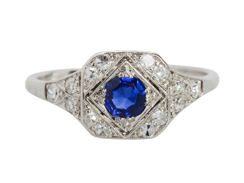 Elan - Sapphire Diamond Platinum Ring