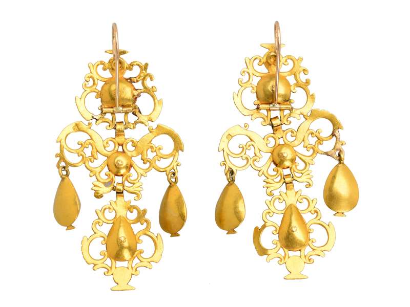 Georgian Early Spanish Diamond & Gold Earrings
