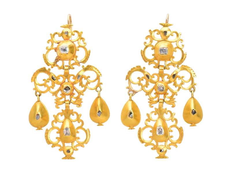 Georgian Early Spanish Diamond & Gold Earrings