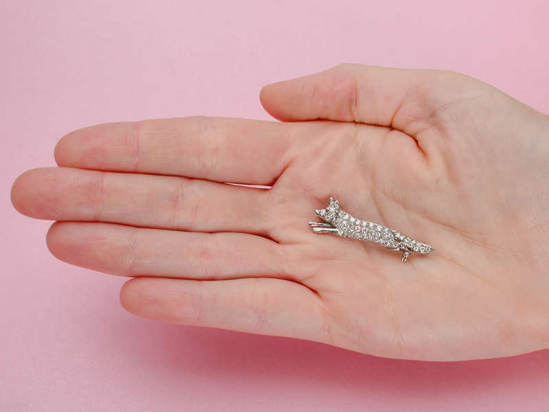 Signed Tiffany & Co. Diamond Fox Brooch
