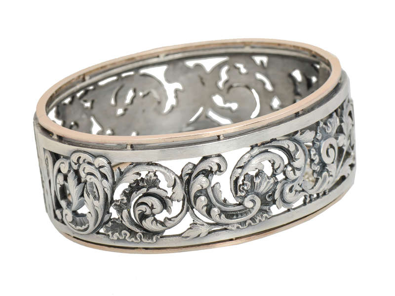 Renaissance Revival French Silver Bangle