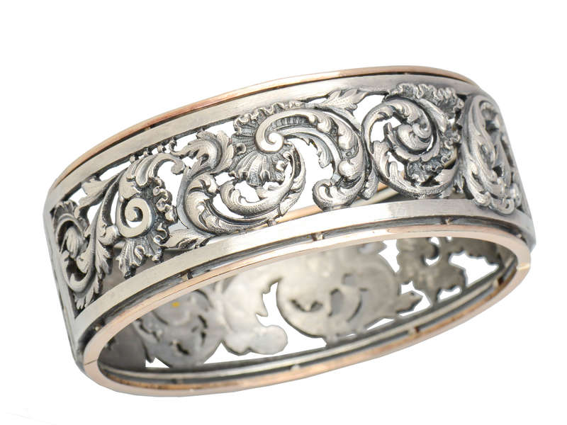 Renaissance Revival French Silver Bangle