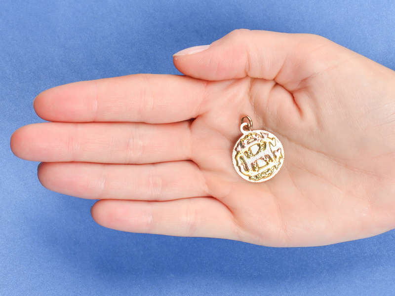 Three Color Gold Monogram Initials Pendant