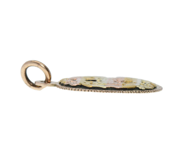 Three Color Gold Monogram Initials Pendant