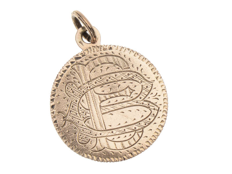 Three Color Gold Monogram Initials Pendant