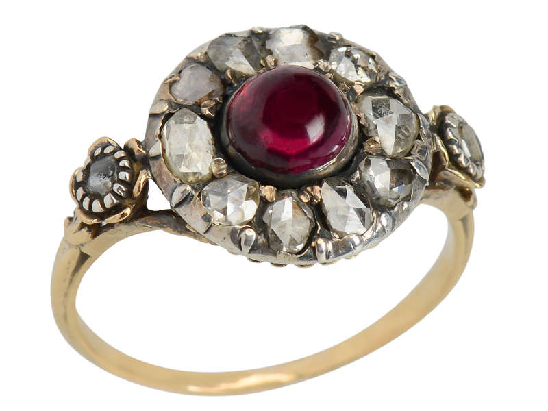 Georgian Garnet & Rose Cut Diamond Ring