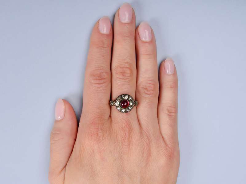 Georgian Garnet & Rose Cut Diamond Ring