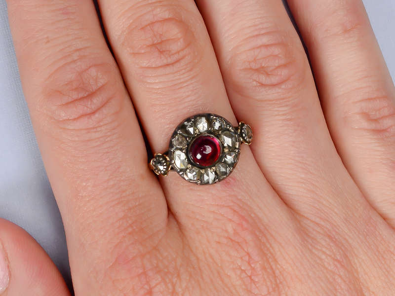 Georgian Garnet & Rose Cut Diamond Ring