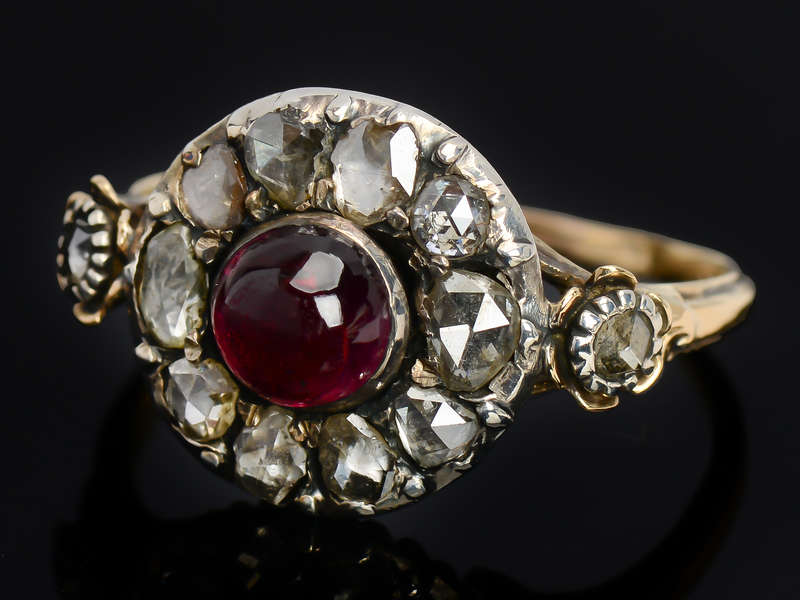 Georgian Garnet & Rose Cut Diamond Ring