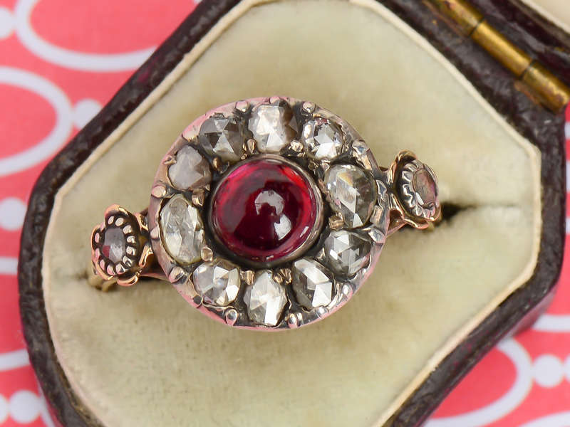 Georgian Garnet & Rose Cut Diamond Ring