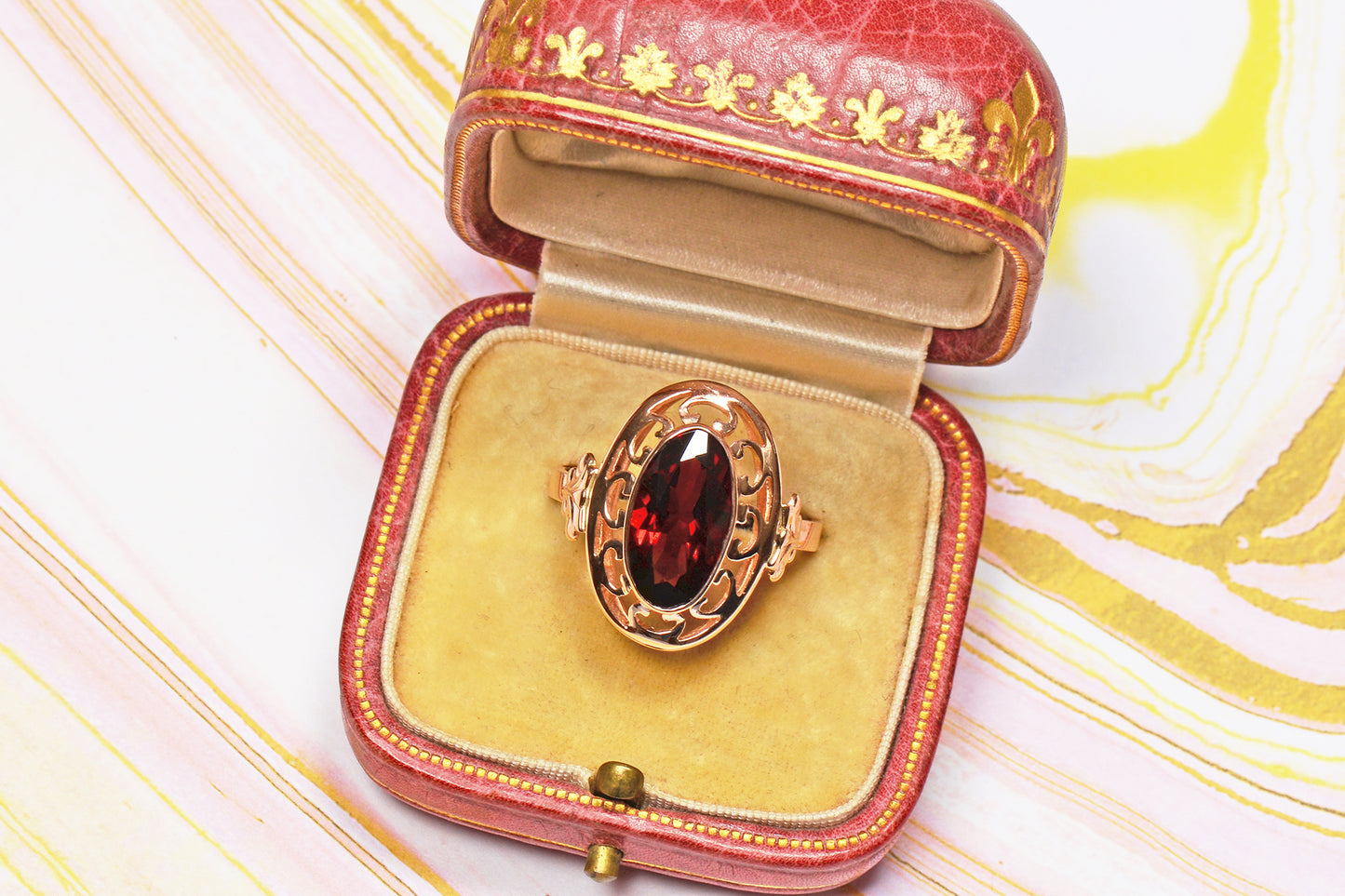 Ember Glow - Blazing Garnet Rose Gold Ring