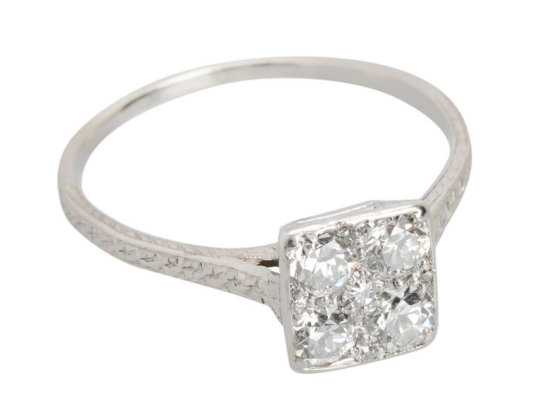 Antique Diamond Platinum Art Deco Engagement Ring