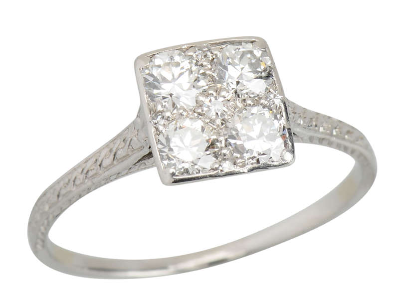 Antique Diamond Platinum Art Deco Engagement Ring