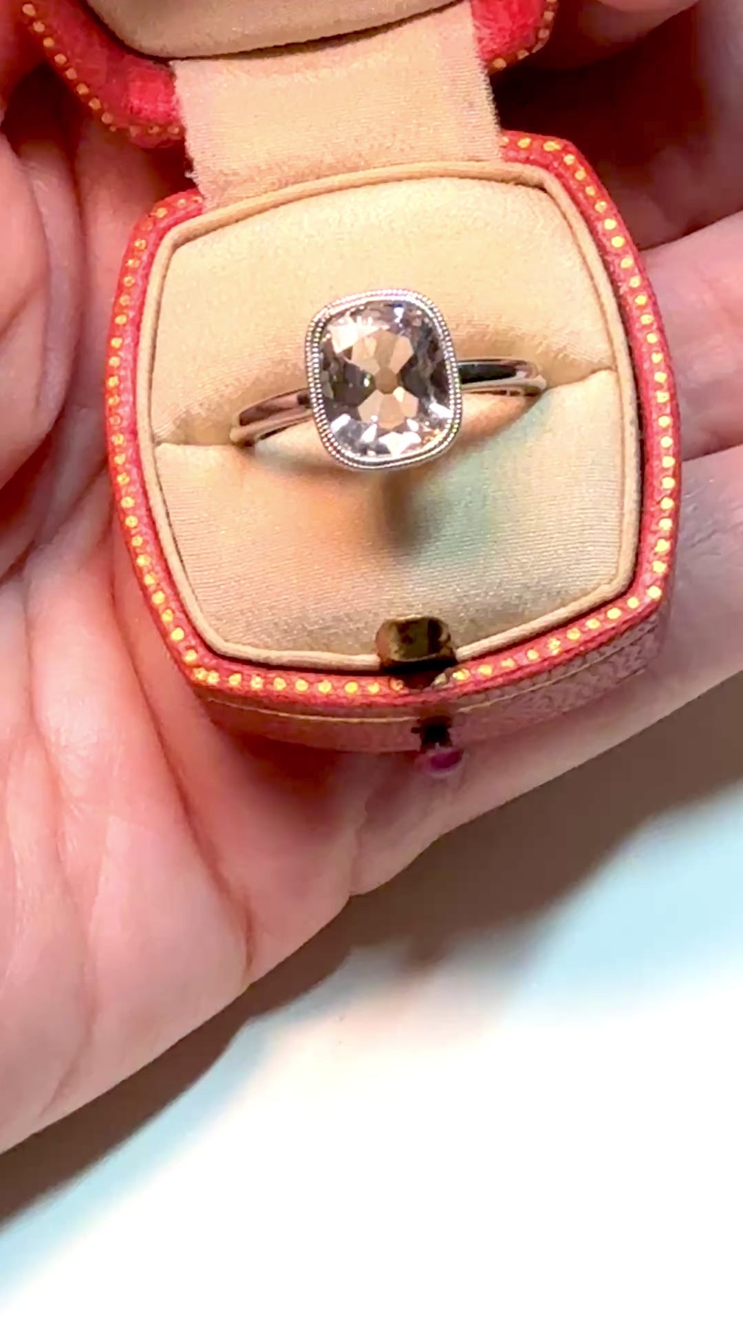 Antique Cushion Cut Diamond Platinum Ring