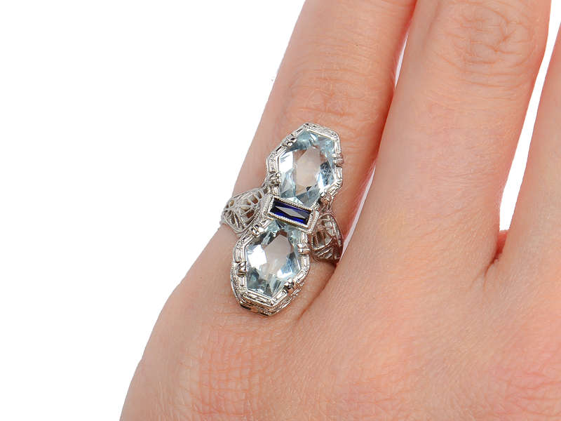 
                      
                        SkyFall - Art Deco Aquamarine Filigree Ring
                      
                    