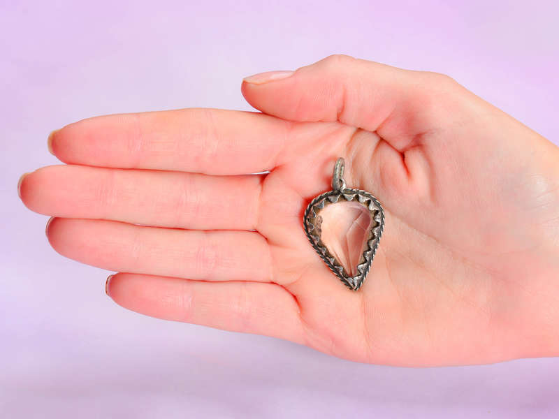 17th Century Silver Rock Crystal Heart Pendant
