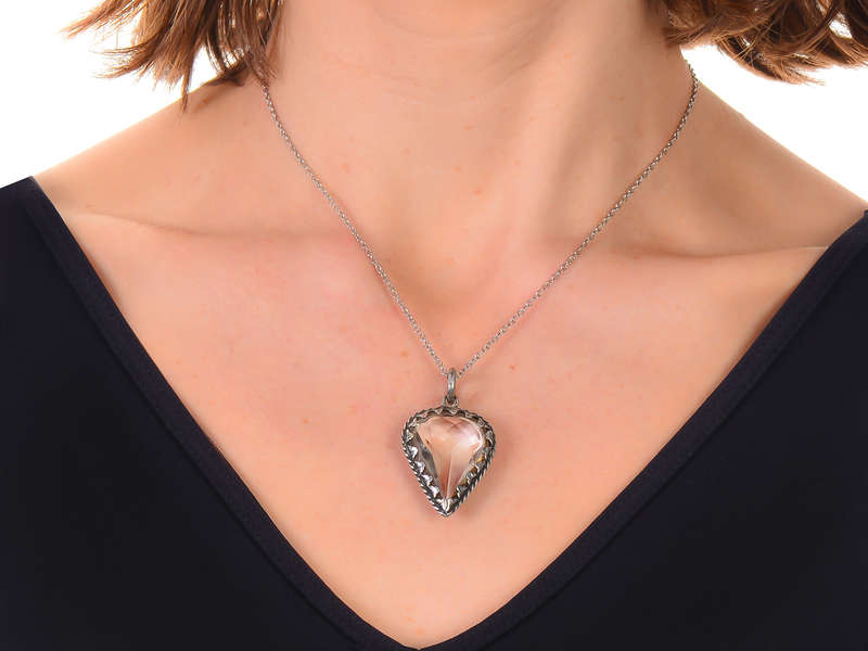 17th Century Silver Rock Crystal Heart Pendant