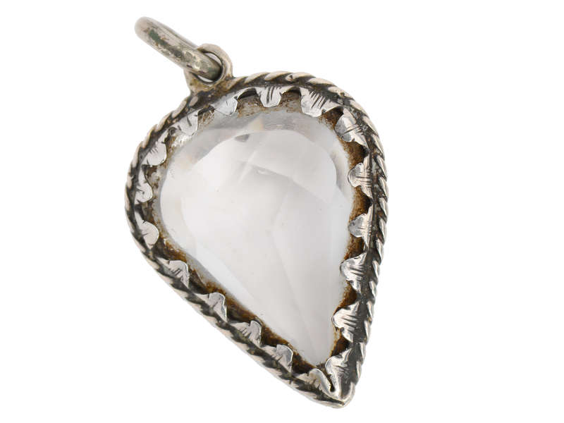 17th Century Silver Rock Crystal Heart Pendant