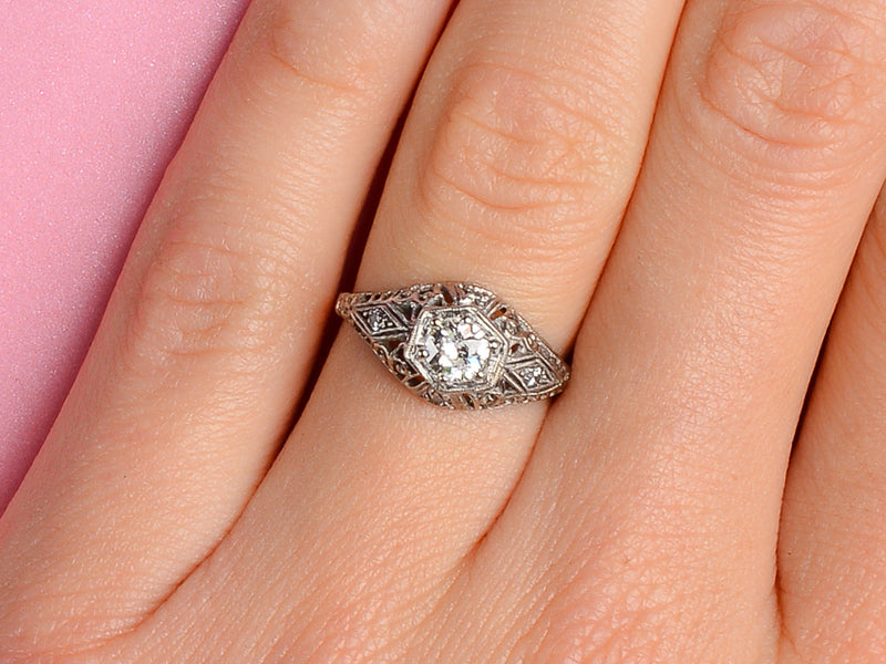 
                      
                        Romantic Wish - Art Deco Diamond Engagement Ring
                      
                    