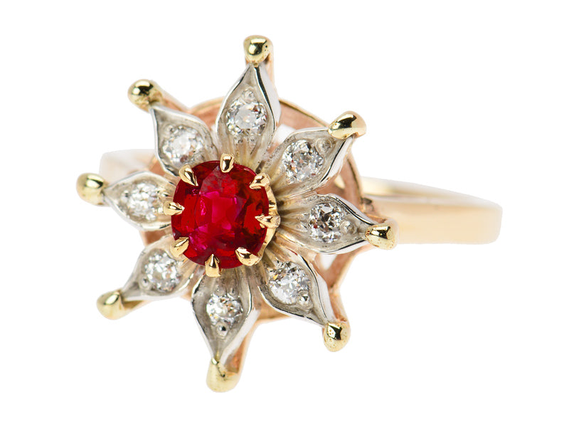 
                      
                        Vintage Red Ruby Diamond Star Ring
                      
                    