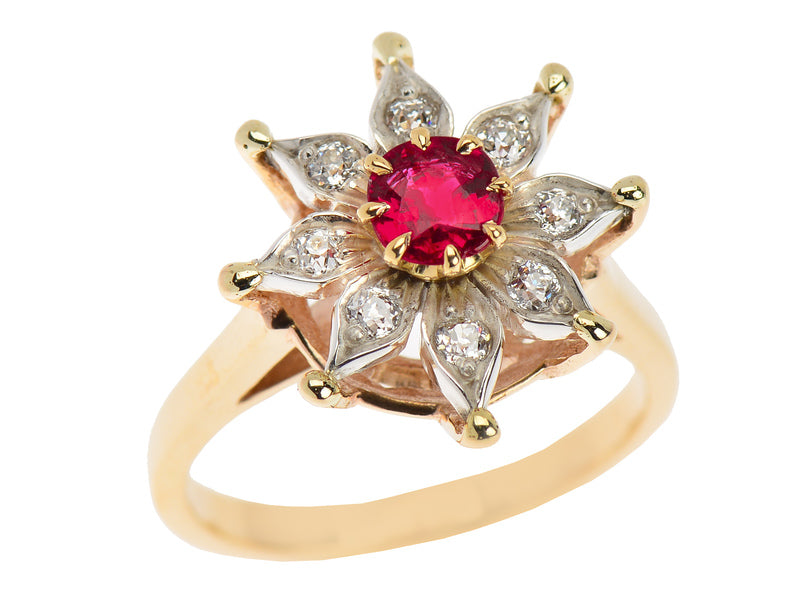 
                      
                        Vintage Red Ruby Diamond Star Ring
                      
                    
