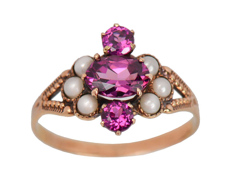 
                      
                        Raspberry Fields - Antique Garnet Pearl Ring
                      
                    