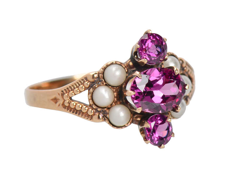 
                      
                        Raspberry Fields - Antique Garnet Pearl Ring
                      
                    