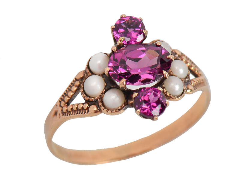 
                      
                        Raspberry Fields - Antique Garnet Pearl Ring
                      
                    