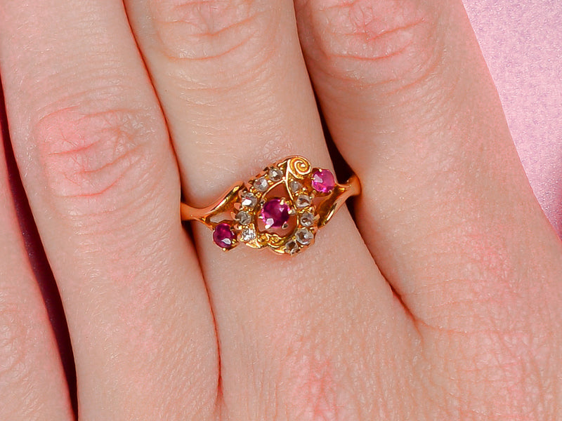 
                      
                        Antique Ruby Witch's Heart Diamond Ring
                      
                    