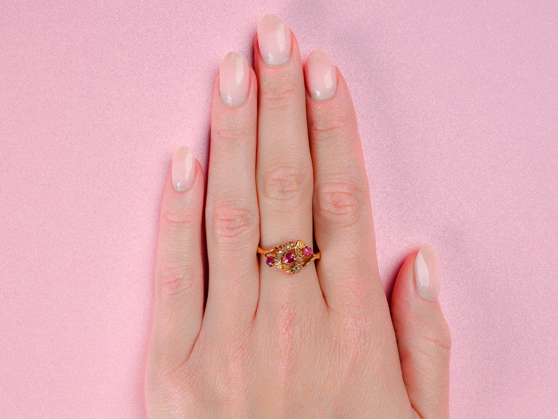 
                      
                        Antique Ruby Witch's Heart Diamond Ring
                      
                    