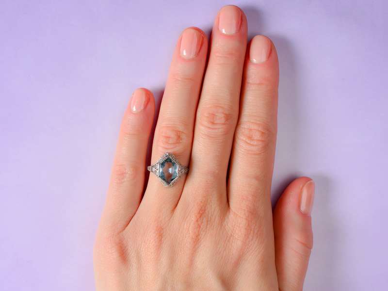 
                      
                        Serene Aquamarine Vintage Filigree Ring
                      
                    