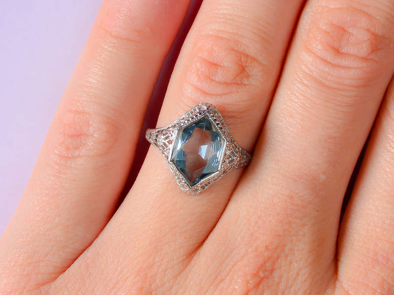 
                      
                        Serene Aquamarine Vintage Filigree Ring
                      
                    