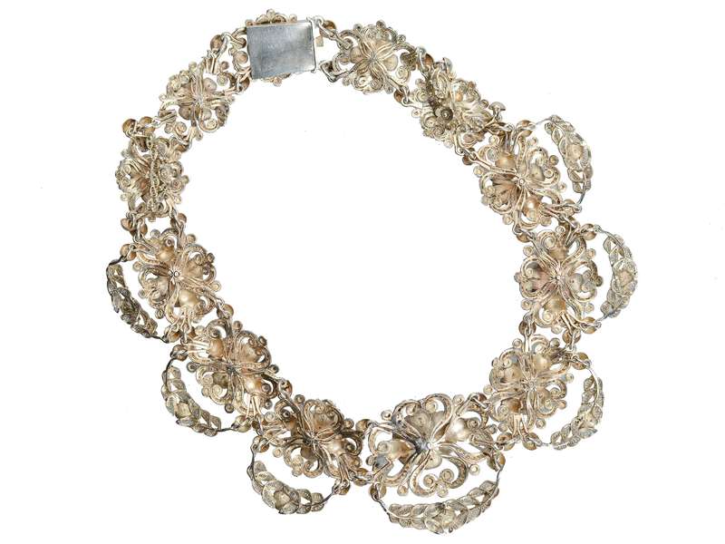 
                      
                        Victorian Floral Silver Necklace in Antique Box
                      
                    