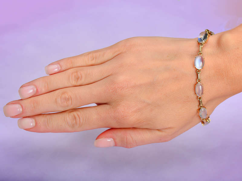 
                      
                        Vintage Blue Moonstone Link Bracelet in Gold
                      
                    