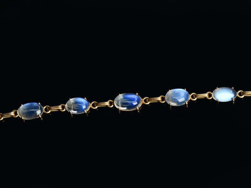 
                      
                        Vintage Blue Moonstone Link Bracelet in Gold
                      
                    