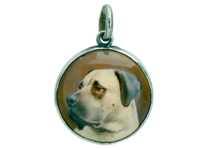 
                      
                        Hand Painted Enamel Mastiff Dog Portrait Pendant
                      
                    