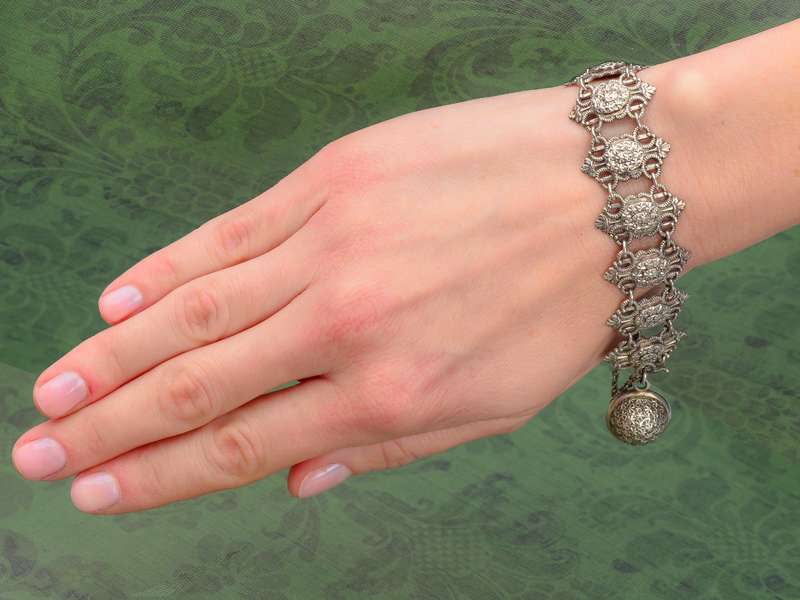 
                      
                        French Silver Bracelet with Star Studded Dangle
                      
                    