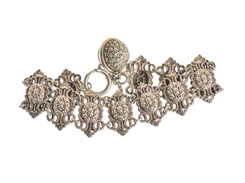 
                      
                        French Silver Bracelet with Star Studded Dangle
                      
                    