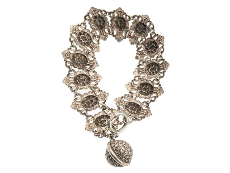 
                      
                        French Silver Bracelet with Star Studded Dangle
                      
                    