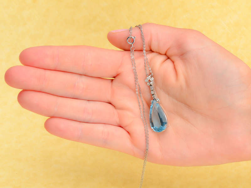
                      
                        Tranquility - Vintage Aquamarine Diamond Pendant
                      
                    