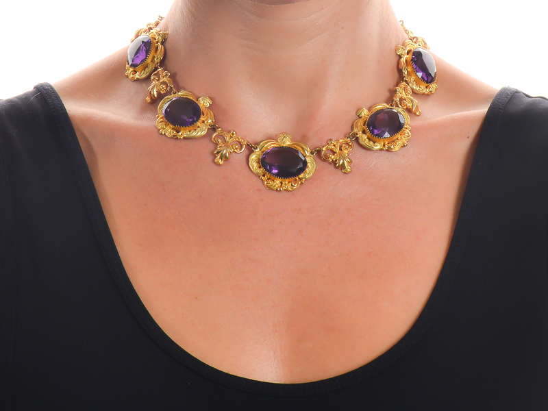 
                      
                        Georgian Amethyst Paste & Pinchbeck Necklace
                      
                    