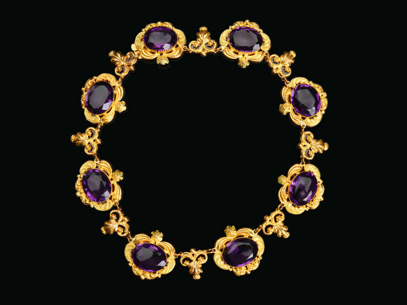 
                      
                        Georgian Amethyst Paste & Pinchbeck Necklace
                      
                    