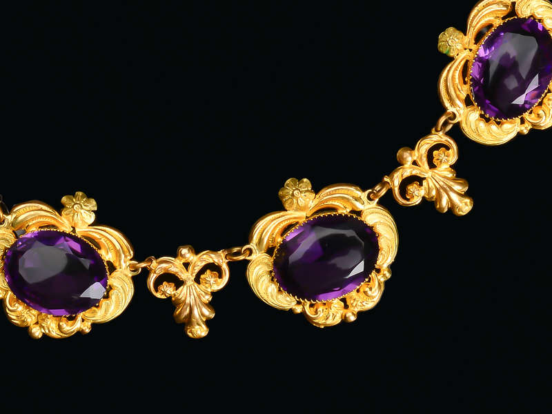 
                      
                        Georgian Amethyst Paste & Pinchbeck Necklace
                      
                    