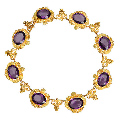 Georgian Amethyst Paste & Pinchbeck Necklace